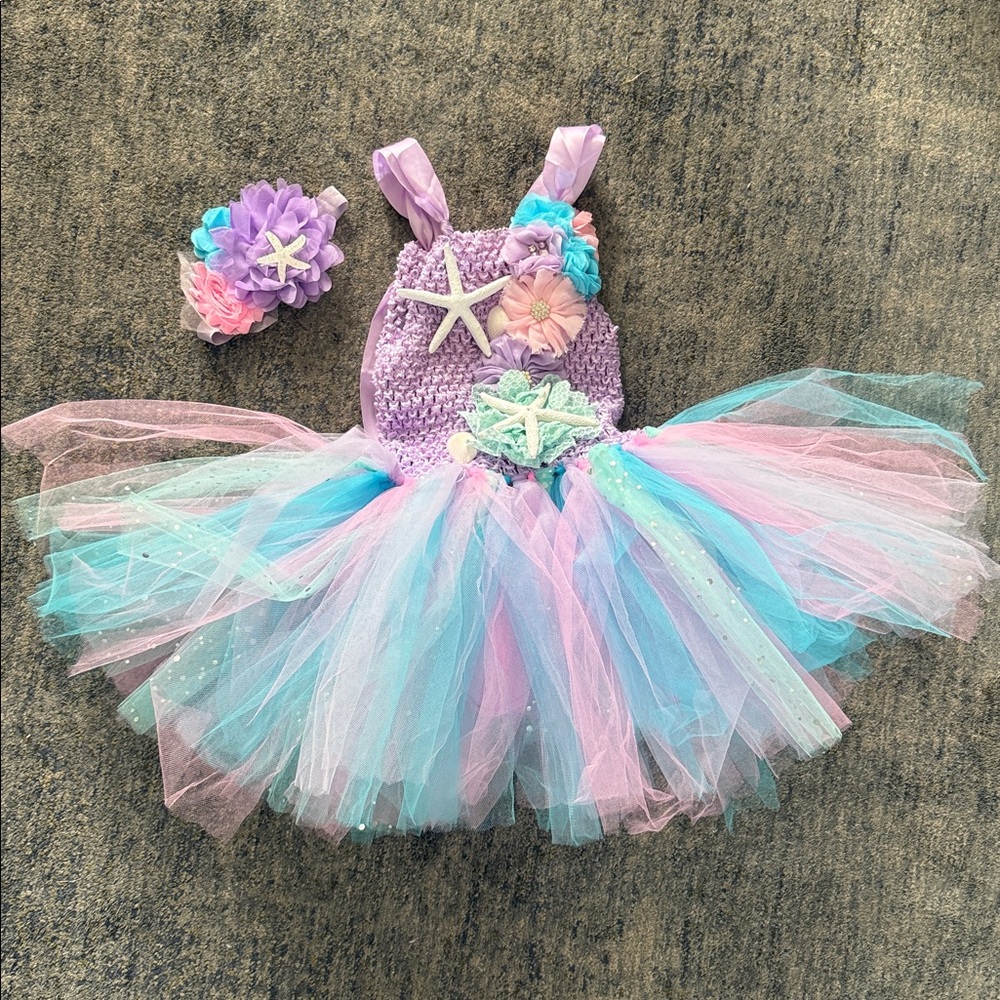 Mermaid Themed Tutu Dress with Headband